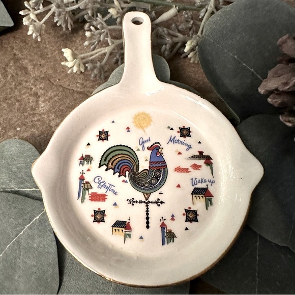 Vintage Sonsco Japan Wall Hanging Spoon Rest Good Morning Rooster Amish Country - Picture 1 of 4